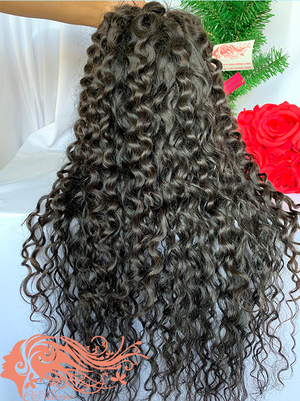 Csqueen 9A French Curly 4*4 Closure wig 100% human hair 150%density lace wig